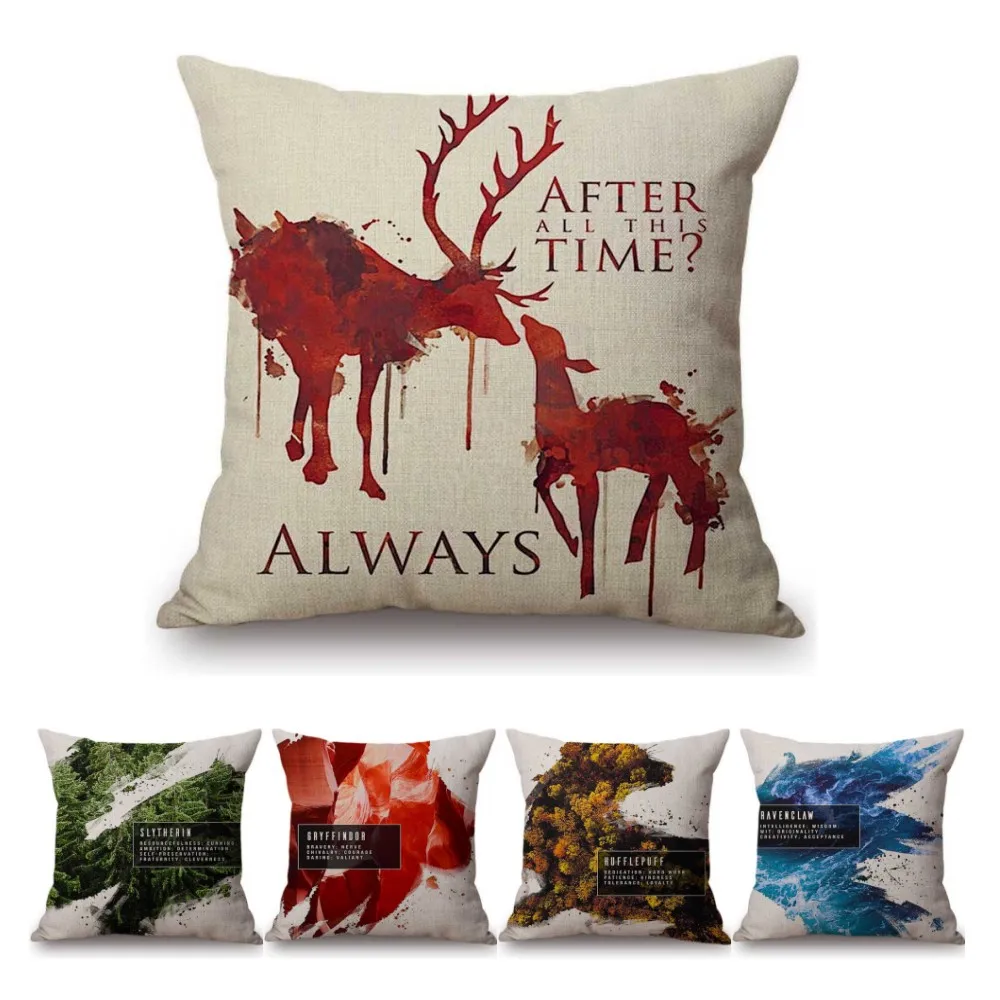 

Nordic Harry Potter 4 Season Natural View Letter Print Deer Decorative Sofa Throw Pillow Cover Creative Gryffindor Cushion Cover