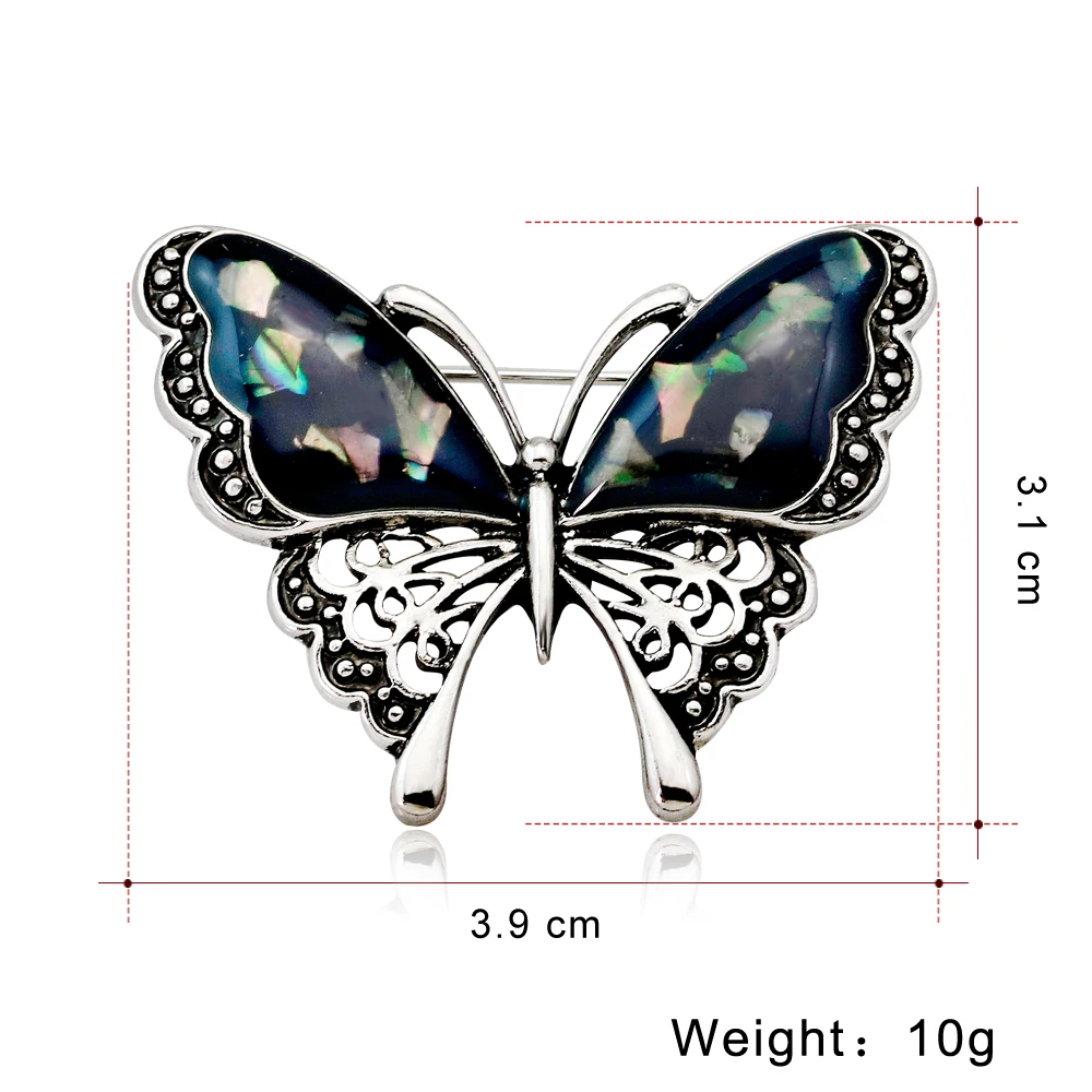 Модная Натуральная раковина бабочка животное эмаль броши для женщин Свадебные букеты серебряный цвет нагрудные значки и броши ювелирные изделия