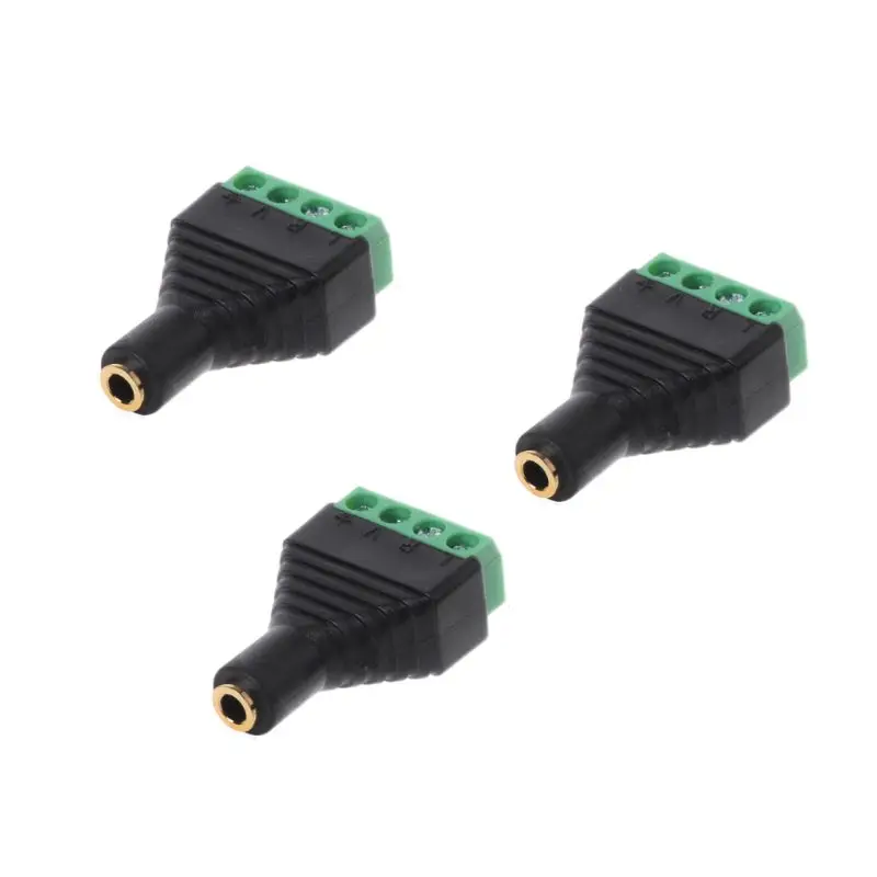 

3pcs 3.5mm 1/8" Stereo Plug TRRS Female To 4 Screw AV Terminal Block Connector
