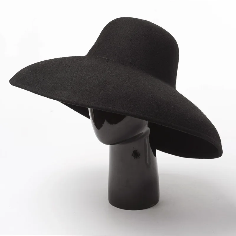 

01904-HH8134 winter warm wool Catwalk model wind brim leisure Hepburn Style lady sun cap women outdoor hat