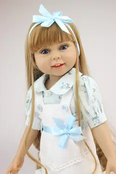 

18 inch Handmade Full Vinyl American sweet Girl Doll Reborn Babies Toys Chilldren bebe Birthday Gift bonecas