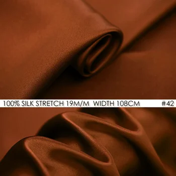 

SILK STRETCH SATIN Fabric 108cm width 19momme Pure Silk Tissus Evening Dress Factory Direct Wholesale Reddish Brown NO42