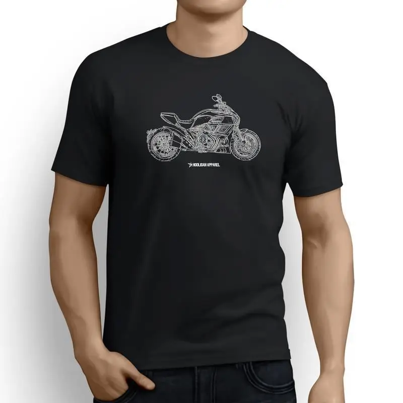 Лето 2019 г. 100% хлопок короткий рукав футболки итальянский классический мотоцикл вентиляторы Diavel 2015 Вдохновленный мотоцикл футболка принтер