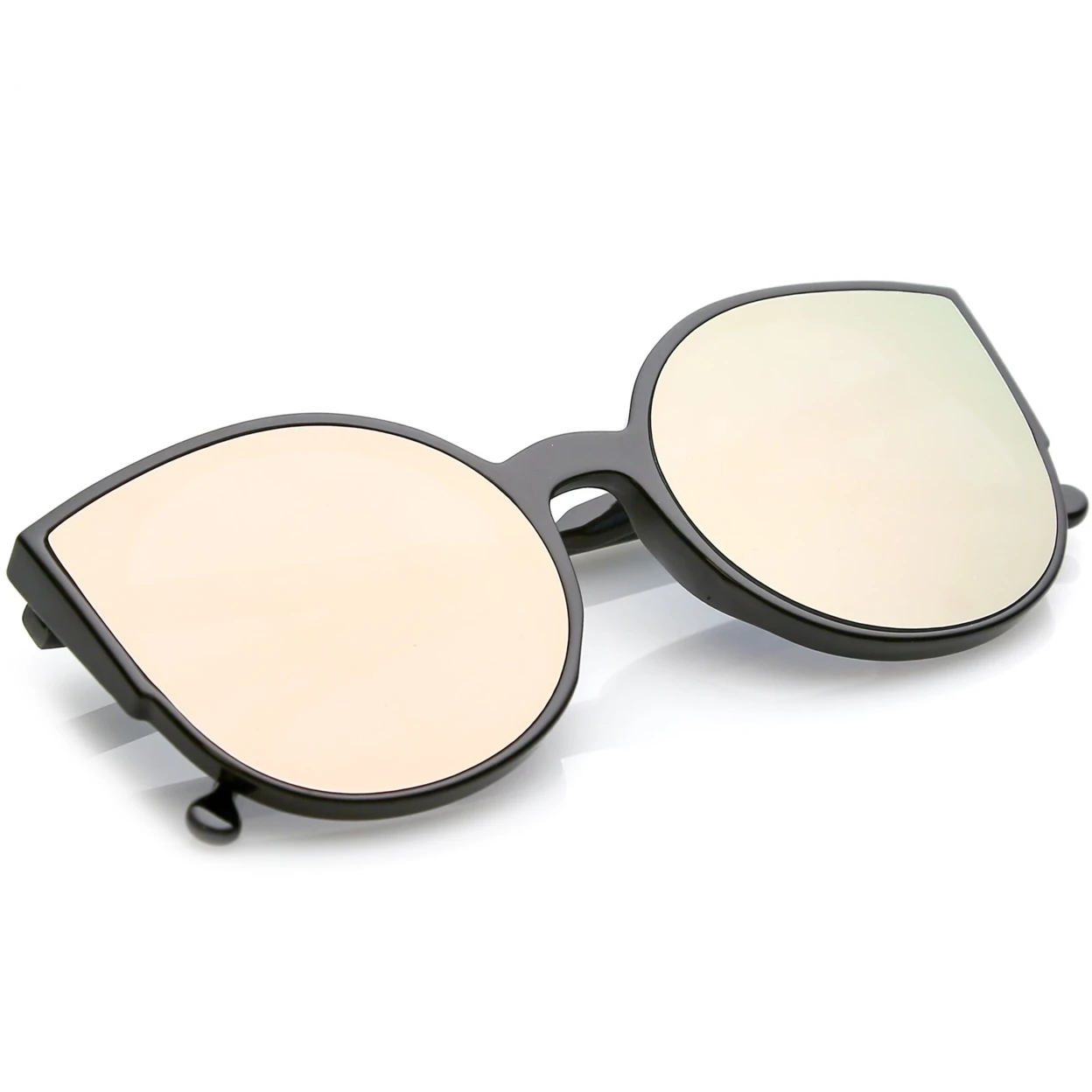 Women's Cat Eye Sunglasses With Slim Arms Round Colored Mirror Flat Lens 56mm (3)