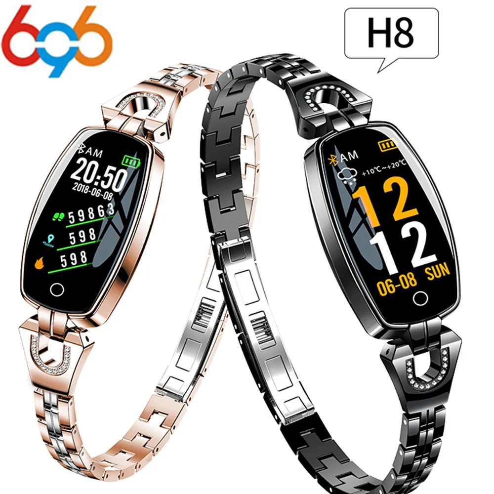 

696 H8 Smart watch Women Lady Smart Watch Bracelet Fashion Wear Stainless Steel Strap Jewel Watch for Android IOS for xiaomi