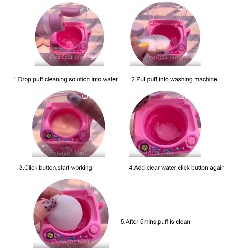 1Pc Cute Electric Cosmetic Powder Puff Washing Machine Makeup Brushes Cleaner Washer Tool 3