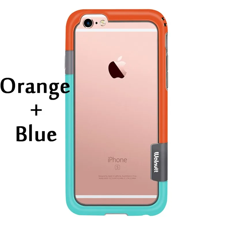 Esamday для iPhone 6S, 4,7 дюймов, 6 цветов, Walnutt, Мягкий Гибридный бампер; TPU чехол-рамка, боковая защита для iPhone 6 - Цвет: Orange and Blue