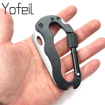 

Outdoor Camping Multi Function Quick Hanging Safety Mountaineering Button Folding Knives Key Buckle Screwdriver Bottle Opener