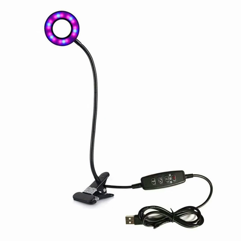 

24leds USB 5V LED Grow Light with Timer function 6W LED plant lamp 3-color growth light Fitolampy with clip for indoor plants