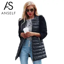 Anself, женское длинное пальто из искусственного меха ПУ, куртка, 3/4 рукав, молния спереди, боковые карманы, негабаритное пальто, повседневный пуховик, верхняя одежда