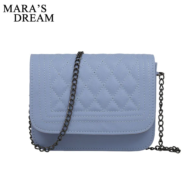مارا حلم 2019 بو الجلود المرأة حقيبة ساعي منقوشة السيدات Crossbody حقيبة سلسلة العصرية الحلوى اللون صغيرة رفرف حقيبة يد للتسوق