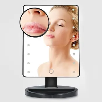

Portable Touch Sensor 16 LEDs HD Square Cosmetic Plane Mirror,Round 10X Makeup Magnifier, Rotatable Stand Makeup Mirror