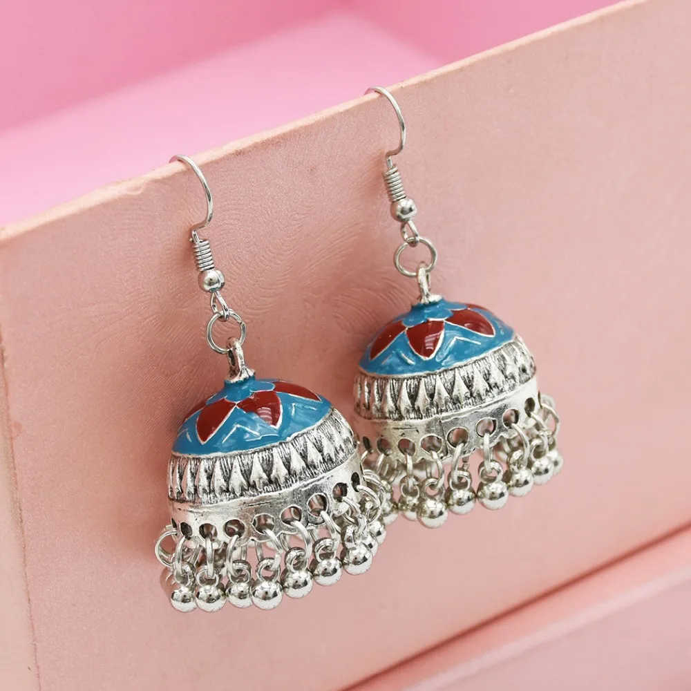 

Jhumki Boho Festival Drop Earring For Women Silver Metal Tassel Birdcage Statement Earrings India Jhumka Tribal Ethnic Afghan