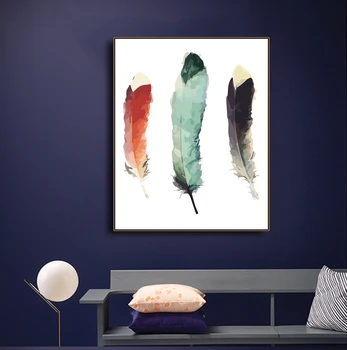 

Modern Abstract Colorful Feather Canvas Art Paintings For Living Room Bedroom Posters And Prints Wall Poster Affiche Home Decor
