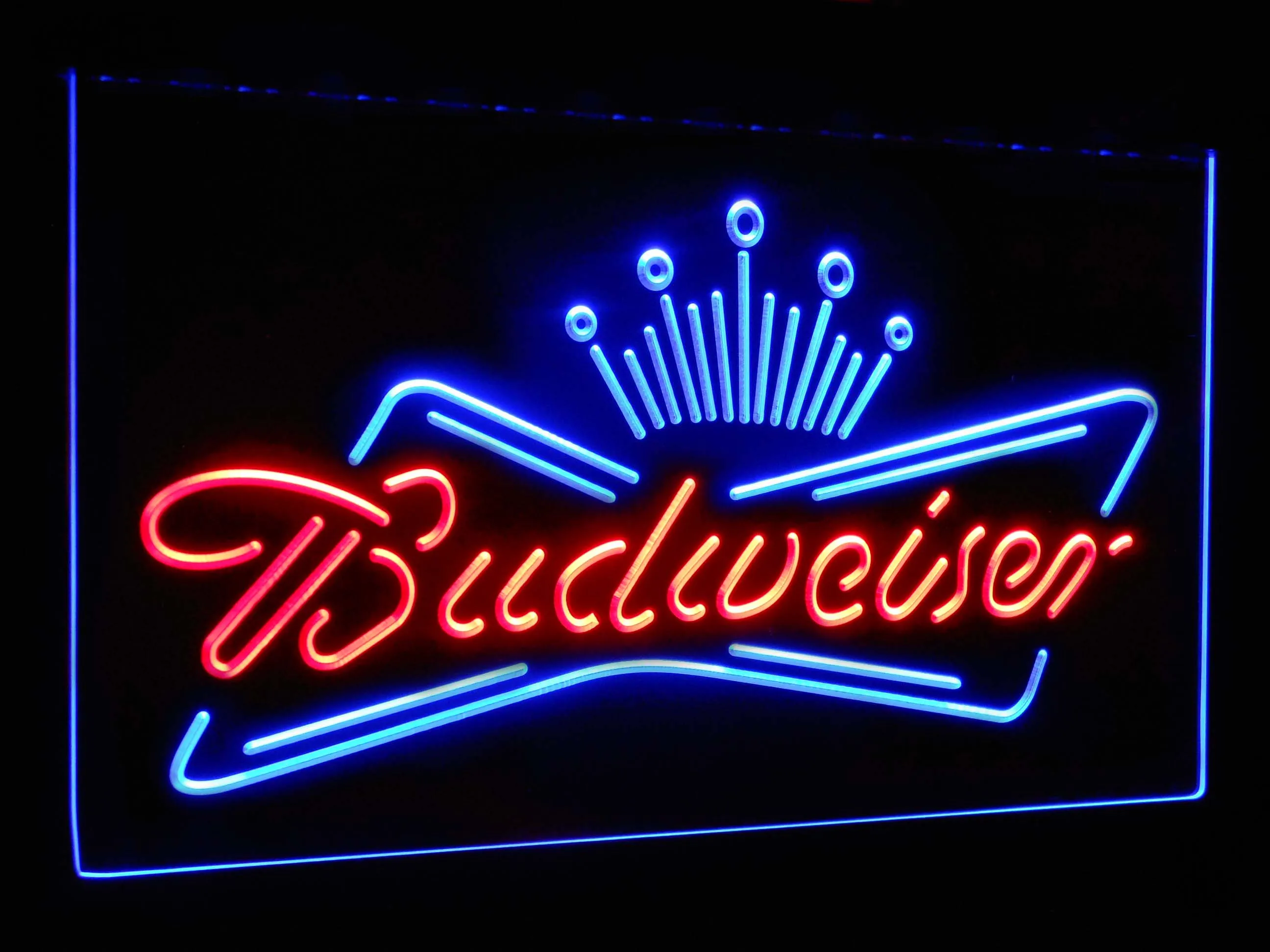 Budweiser King пивной бар украшения подарок двойной цвет светодиодный неоновый светильник вывески st6-a2005 - Цвет: Red and Blue