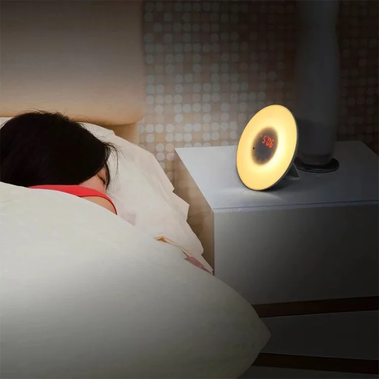 Цветной будильник для спальни новинка RGB LED Sunrise имитация будильника световая