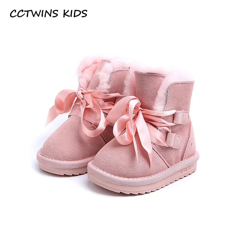 

CCTWINS KIDS 2018 Winter Toddler Baby Girl Snow Boot Child Fashion Lace Up Grey Fur Warm Flat Kid Brand Ankle Shoe CS1509