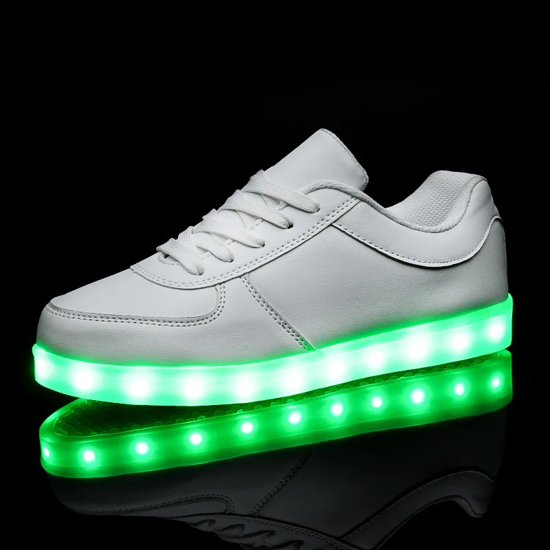 

Size 35-46 Men LED Shoes Casual Leather Luminous Sneakers for Men Couple Skate Shoes USB Charging Light Up Sole Tenis Feminino