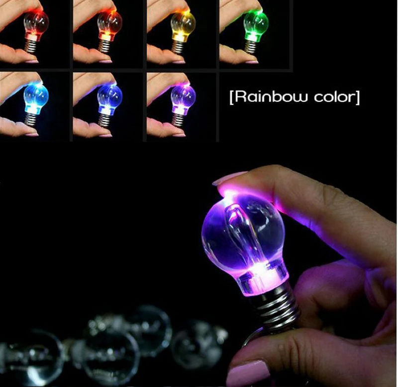 

20pcs Rainbow LED Keychains Glowing Luminous Flashlight Keychain Flashlight Light Bulb Lamp Key Chain Ring Keychain Lamp Torch