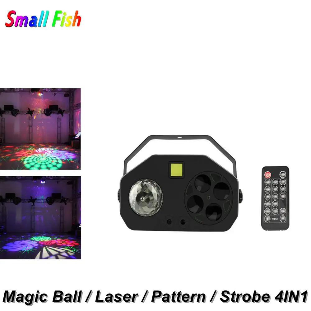 Magic Ball Laser Pattern Strobe 4IN1 Led Disco Light Stage Lights DJ Disco Ball Lumiere Sound Activated Laser Projector Effect