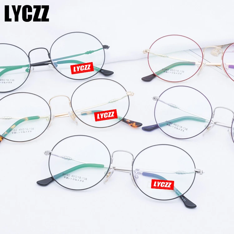 LYCZZ винтажные Золотые очки из сплава женские круглые Оптические поддельные в