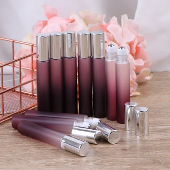 

5Pcs/Set 8Ml Gradient Color Glass Roll On Bottles Roller Ball Empty Perfume Essential Oils Vial Travel Use Necessaries