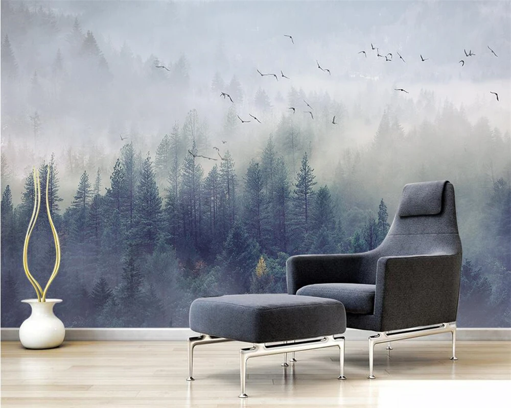 Beibehang Custom wallpaper Nordic fresh forest landscape design TV background wall living room bedroom mural 3d wallpaper photo