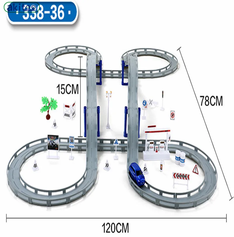  akitoo 1061 New Arrival 3 types Children's Toys Small Train Set Electric Track Car Racing Toy 3-8 Y