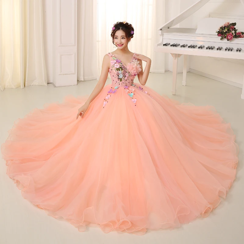 Murah Cahaya bunga jeruk oball gaun venice gaun abad pertengahan Renaissancequeen gaun cosplay Victoria bola gaun Belle