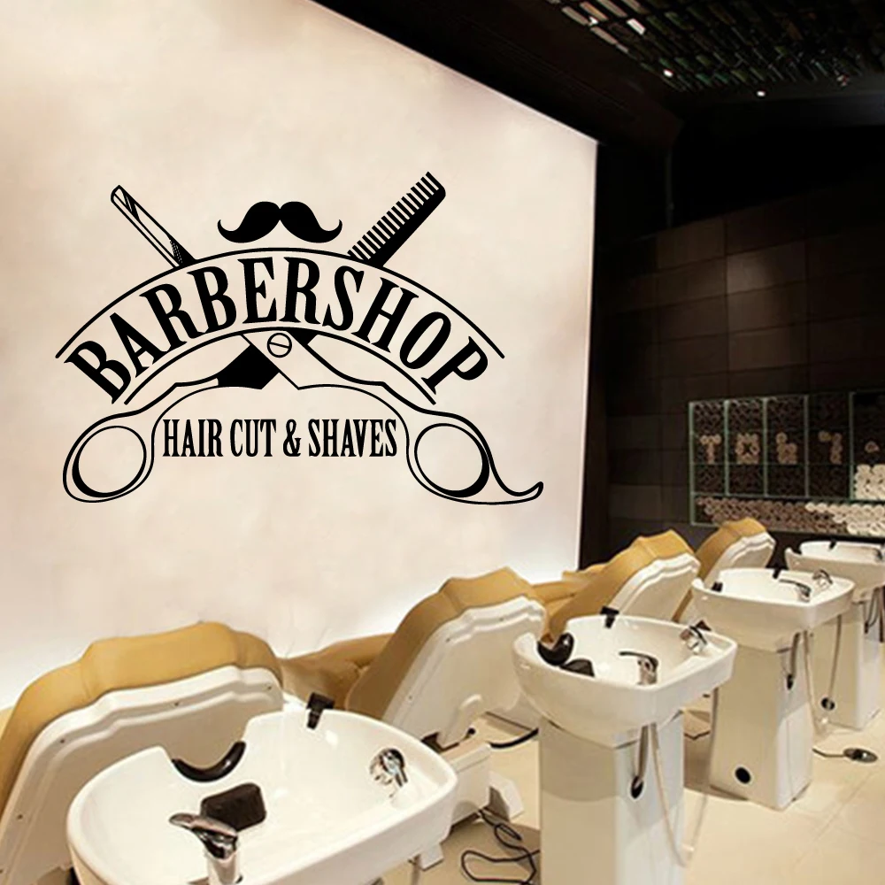 

Art Wall Sticker Barber Shop Decorative Sticker Removable pvc Mural Waterproof Home Decorative Wall Decal