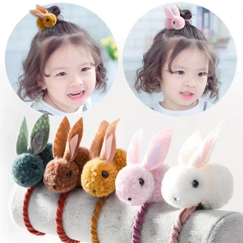 Новые милые животные кролик стиль резинки для волос Войлок трехмерный плюшевый ободок с кроличьими ушами для детей девочек аксессуары для волос