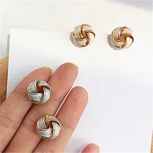 Модные женские серьги-гвоздики с металлическим узлом, капельные синие серьги, ретро серьги для женщин, студенческие Ювелирные серьги