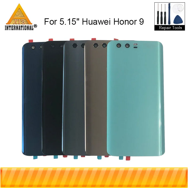 Чехол Axisinternational для 5,1" huawei Honor 9, стеклянная задняя крышка для батареи, чехол, стеклянная линза, без боковых клавиш, с наклейкой