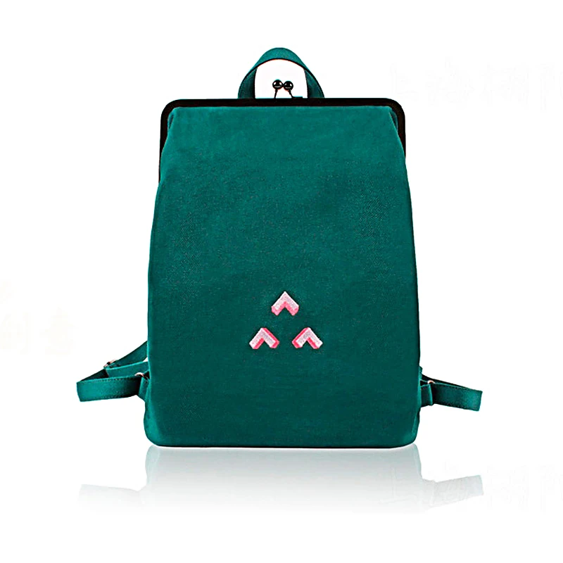 

Casual 2019 New Design Women And Men Pattern Embroidered Canvas Backpack Metal Hasp Buckle Black Blue White