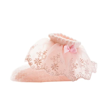 

Bowknot/Pearl Decor Children Girls Baby Flower Edge Mesh Socks Sweat Absorb Cotton Summer Socks