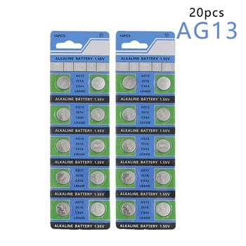 

2*10pcs/pack 1.55V G13 AG13 LR44 357 Button Batteries R44 A76 SR1154 LR1154 Cell Coin Alkaline Battery For Watch Toys Remote