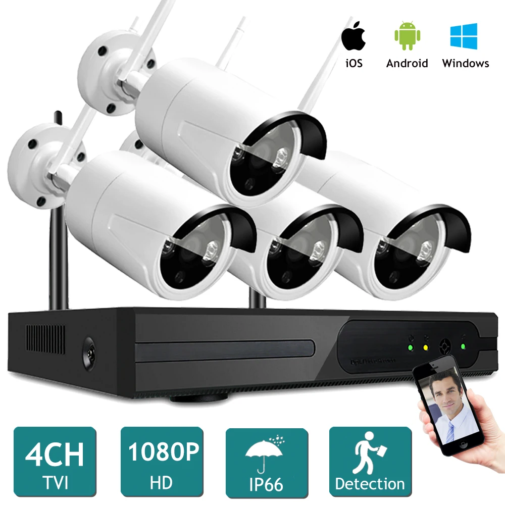 4CH Wireless NVR Home Security Camera kit 1080P P2P Indoor ...