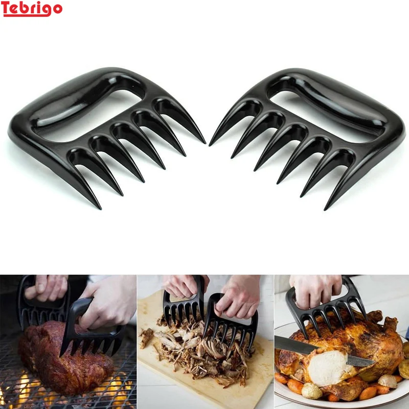 Tebrigo Set of 2 Bear Paws Shredder Claws Meat Claws Ultra Sharp Blade Pulled Meat Shredder