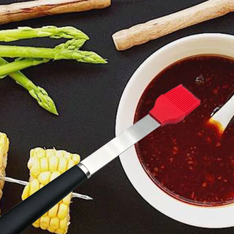 4pcs/set Barbecue Set Grilling Tools Stainless-Steel BBQ Tools for Spatula, Tongs, Fork, and Basting Brush Cooking Kit
