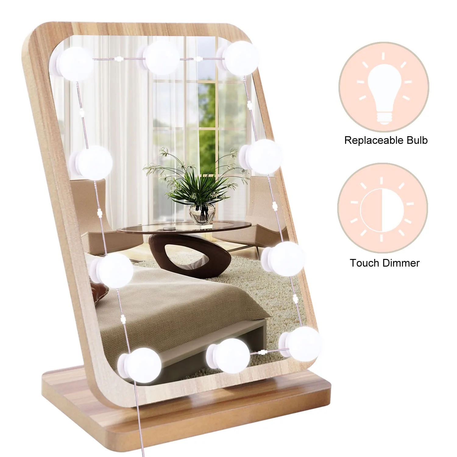 

20w Separable Replaceable 10 LED Bulbs Touch Dimmer Memory Function Makeup Mirror Lights for Makeup Room Dressing Room Bedroom