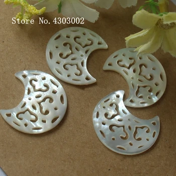

20pcs/lot Natural Hollow Moon Mother of Pearl shell for DIY Jewelry White Hollow Moon MOP Pearl shell Beads