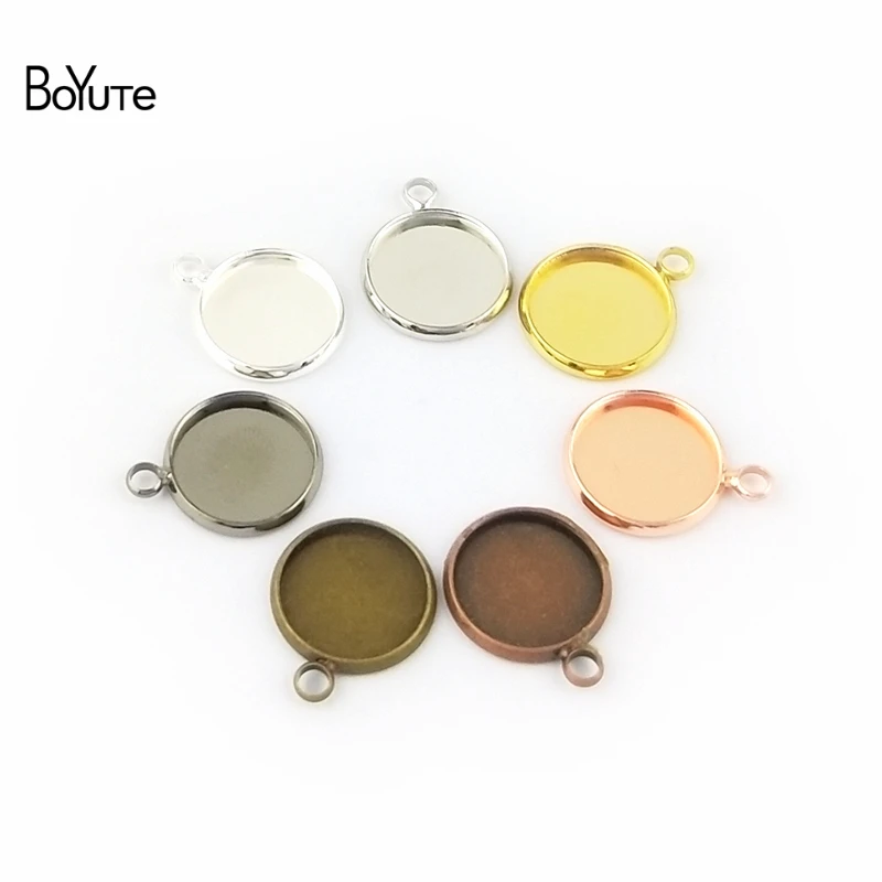 BoYuTe 50Pcs 6 Colors Plated Round 10MM 12MM 14MM 16MM 18MM 20MM 25MM Cameo Cabochon Base Diy Blank Tray Pendant Base (4)