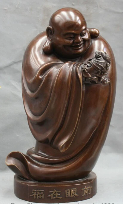 

JP S61 20" Chinese Buddhism Bronze Happy Laugh Matreya Buddha Fu zai Yan Qian Statue Discount 35%