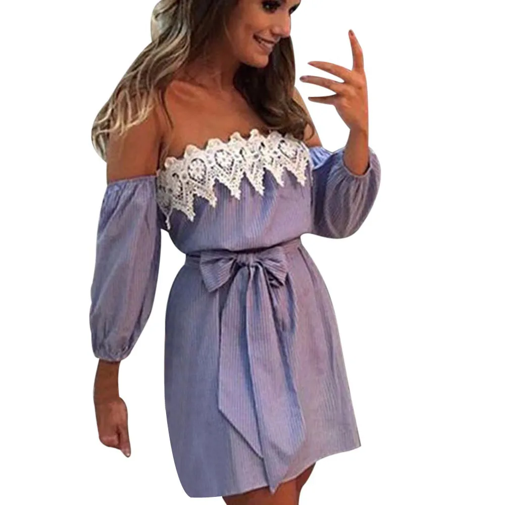 

Free Ostrich Women Off Shoulder Lace Dress Casual Sleeveless Party Short Mini Dress Vestido De Festa Curto De Luxo D0235