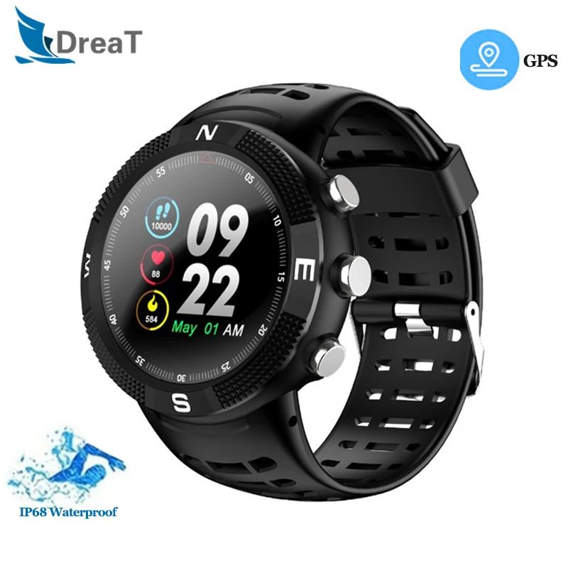 

F18 Men Smart Watch GPS Positioning Sport Smartwatch IP68 Waterproof Pedometer Watch Call Message Reminder Heart Rate Wristwatch
