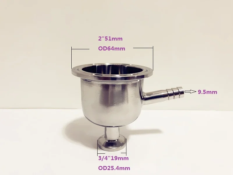 

Free Shipping Tri-clamp Reducer For Parrot 2"(51mm)OD64 x 3/4"(19mm)OD25.4 .Tri-clamp Adapter Material Stainless Steel 304