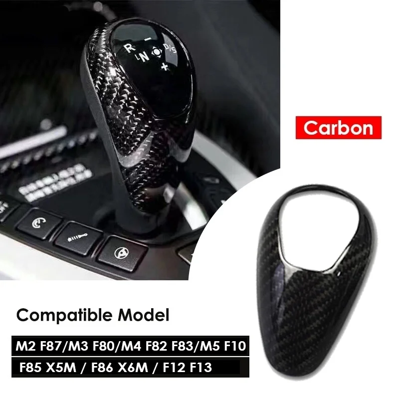 Online Fluggeschwindigkeit Carbon Fiber Schaltknauf Abdeckung für BMW M2 F87 M3 F80 M4 F82 F83 M5 F10 F85 X5M F86 x6M F12 F13 Zubehör Auto Styling