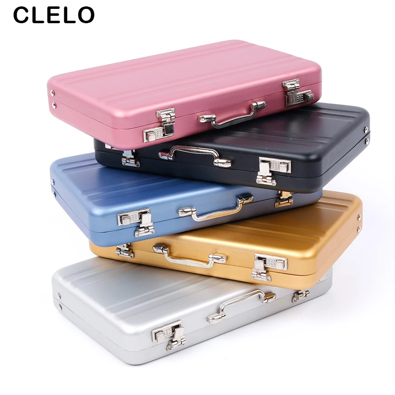 

CLELO Metal Business Credit Card Holder Mini Wallet Organizer Case Suitcase Box for Business Bank Card Name Card Holder