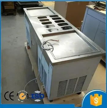 

Free shipping by sea CFR terms 20-25L/H R410 stainless steel commercial flat pan roller ice cream machine with 10 cooling tanks