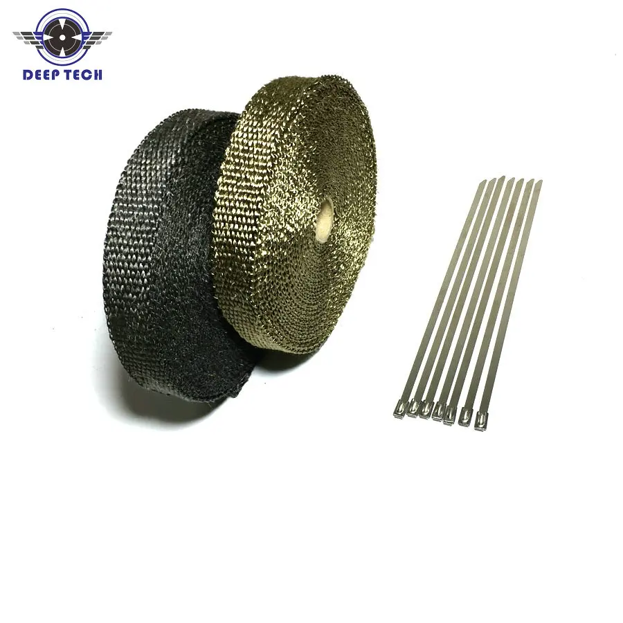 

10m x 1" Exhaust Muffler Pipe Heat Resistant Black Exhaust Wrap Auto Moto Exhaust Manifold Heat Shield Wrap Free Shipping